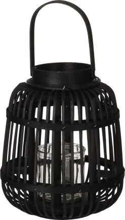 HOME EN STYLE LANTAARN BAMBOE ZW 19X24CM