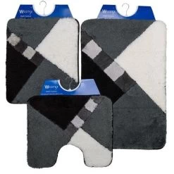 TOILETMAT 50X60 CM ACRYL ZWART/WIT/GRIJS