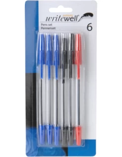 PENNENSET WRITEWELL 6ST BLAUW/ROOD/ZWART