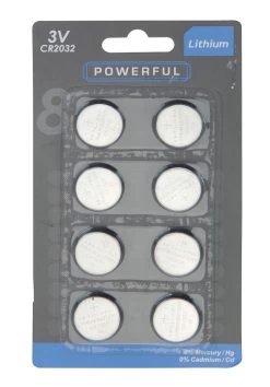 BATTERIJ KNOOPCEL CR2032 8 STUKS