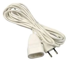 EURO VERLENGSNOER 5 METER 2X0.75MM WIT